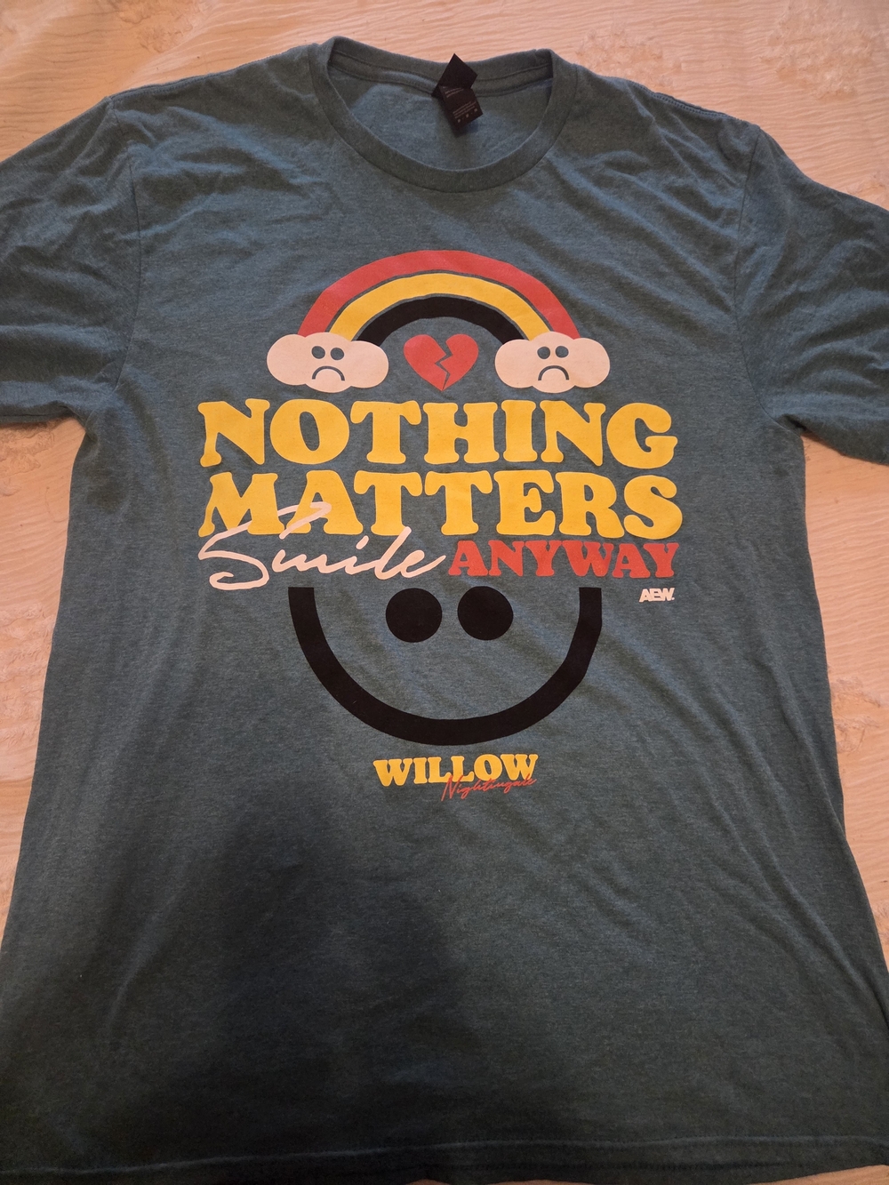 AEW RARE Willow Nightingale 'Nothing Matters Smile Anyway' Mens Graphic Tee